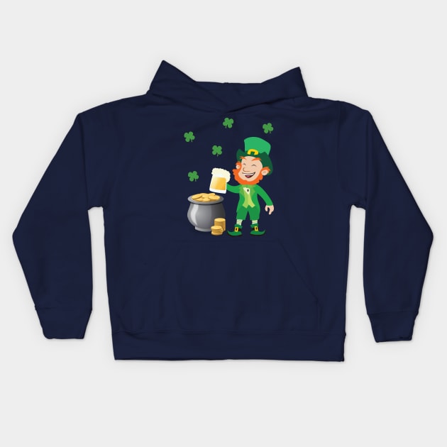 Irish Leprechaun With Pot Of Gold St. Patricks Day Gift Kids Hoodie by Blink_Imprints10